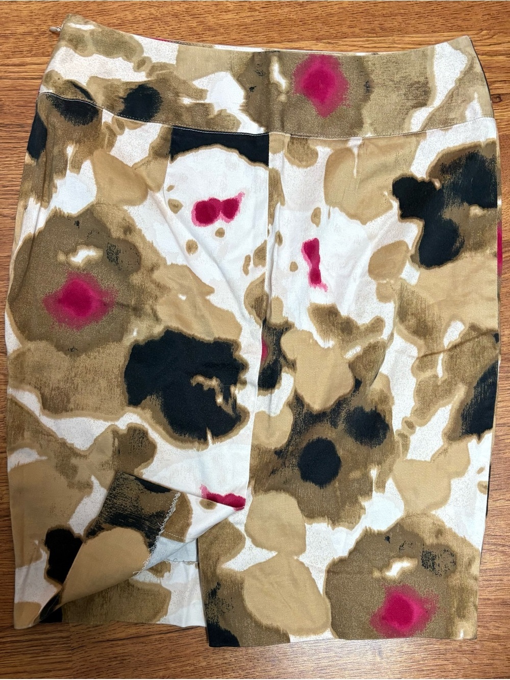 Alfani Abstract Print Stretch Pencil Skirt Beige Black Pink Women's Size 4 - Picture 4 of 6